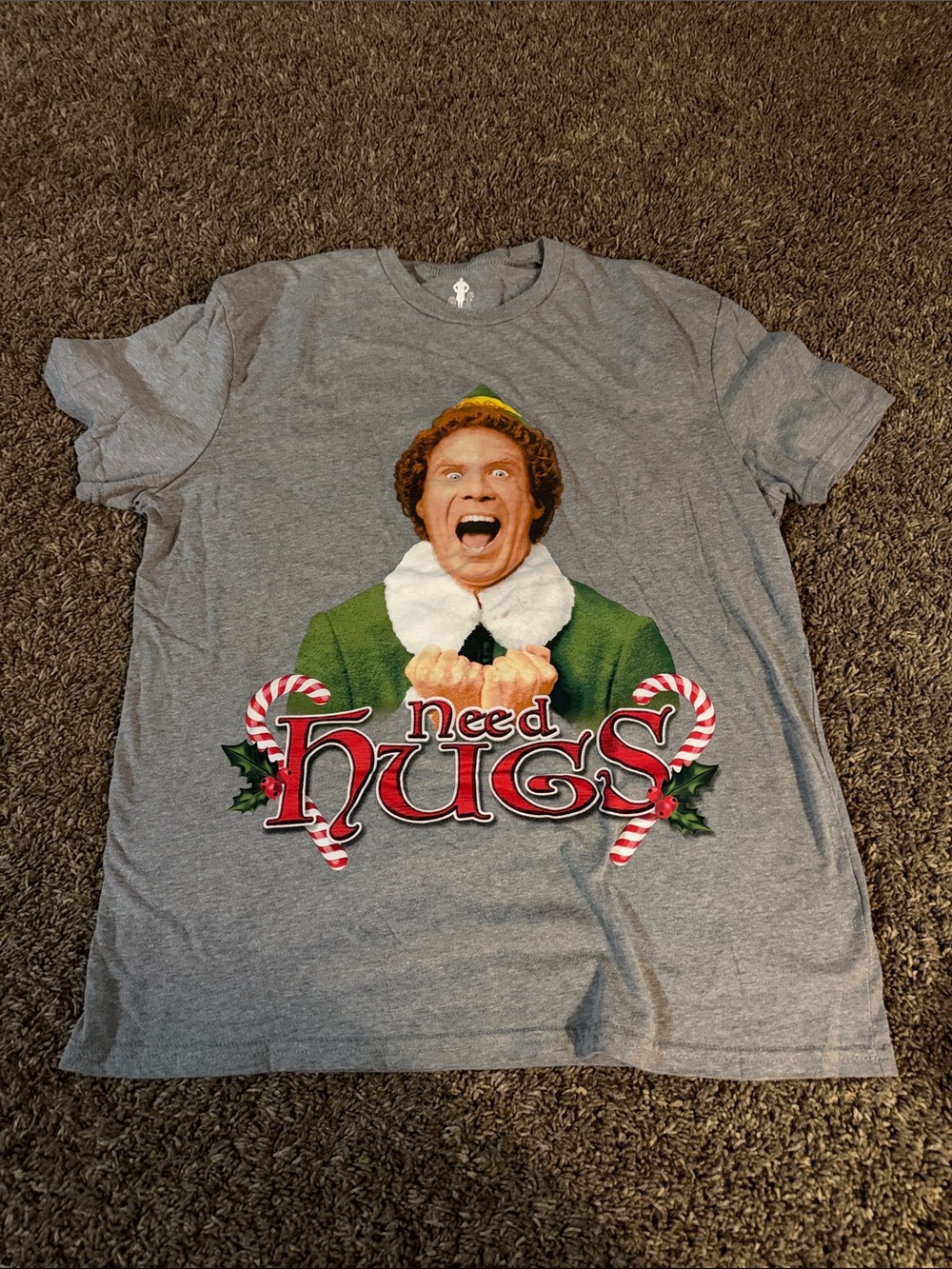 ELF Gray "Need Hugs" Graphic Short Sleeve Tee